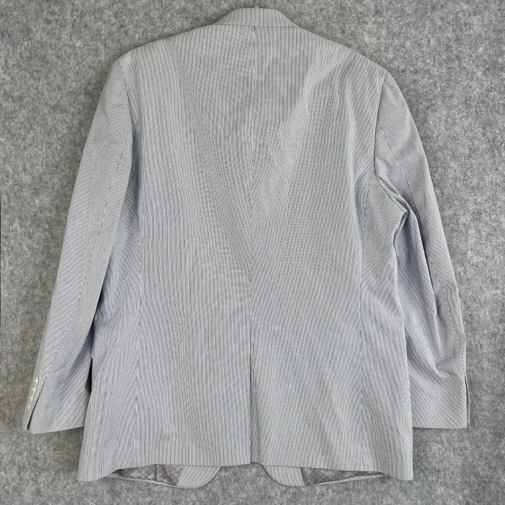 Chaps Ralph Lauren Blazer Mens 44R Blue Striped Cotton Nautical Coastal Preppy